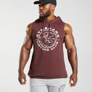 Gymshark Men's Maroon Sleeveless Hoodie